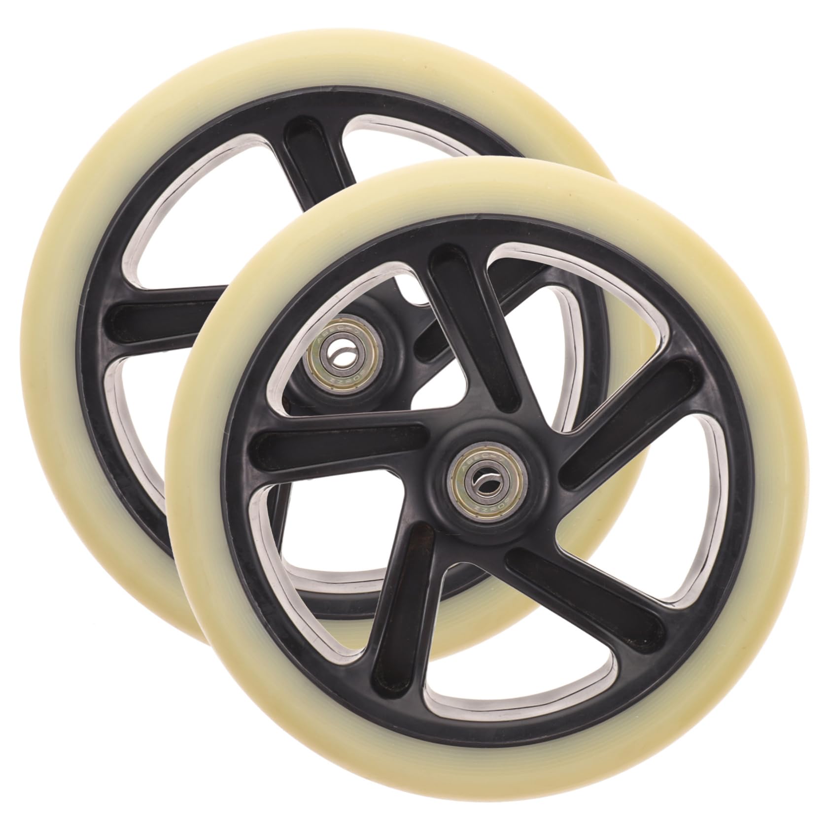 Mikikit 2Pcs High Resilience Scooter Wheels Durable PU Replacement Wheels for Scooters Wheelchairs Easy to Install