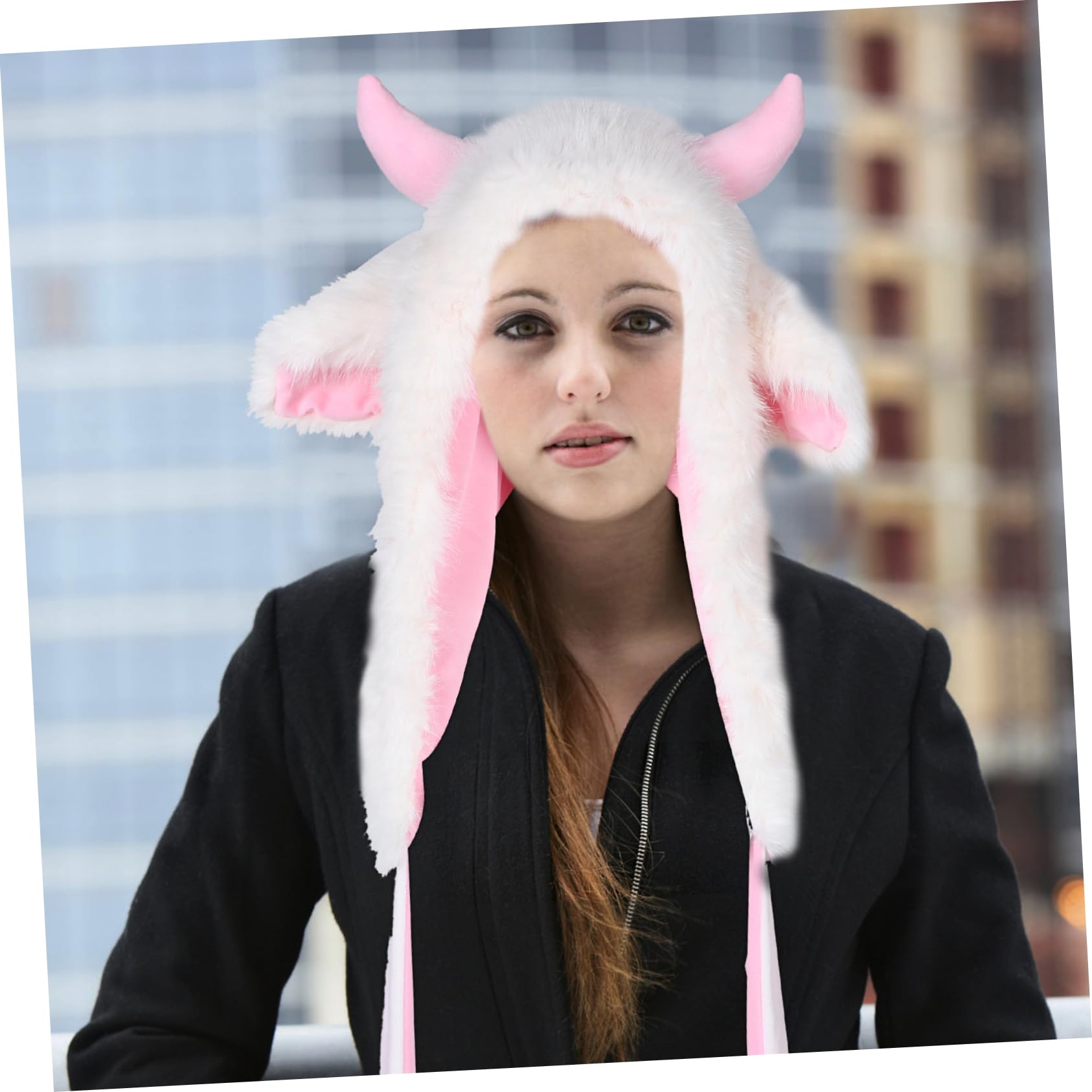 Healeved Sombrero de Cuerno Divertido con Bufanda de Felpa Cálido Gorro de Animal para Clima Frío para Disfraces de Halloween y Adolescentes