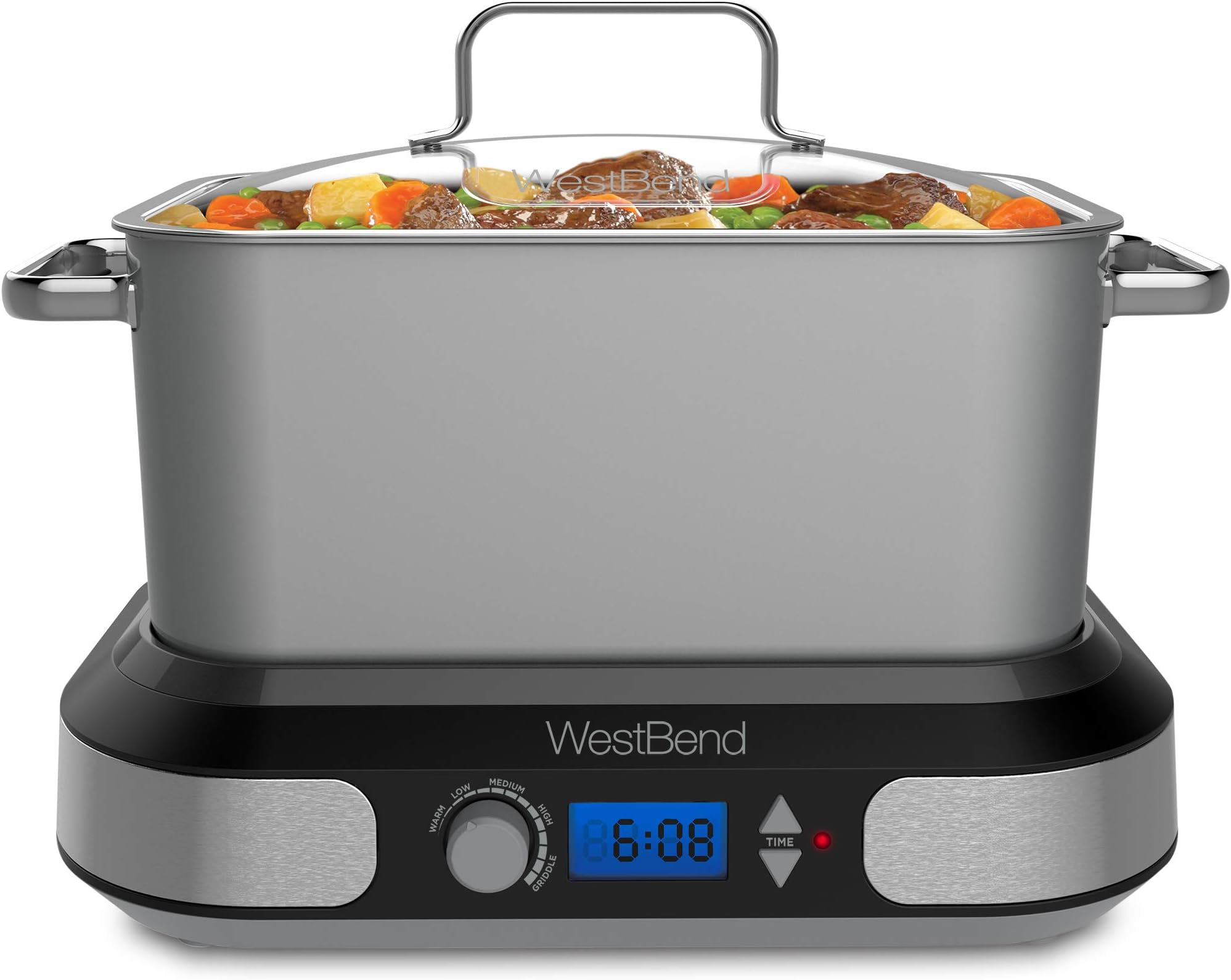 West Bend 87966 Versatility Slow Cooker, 6Quart, Silver