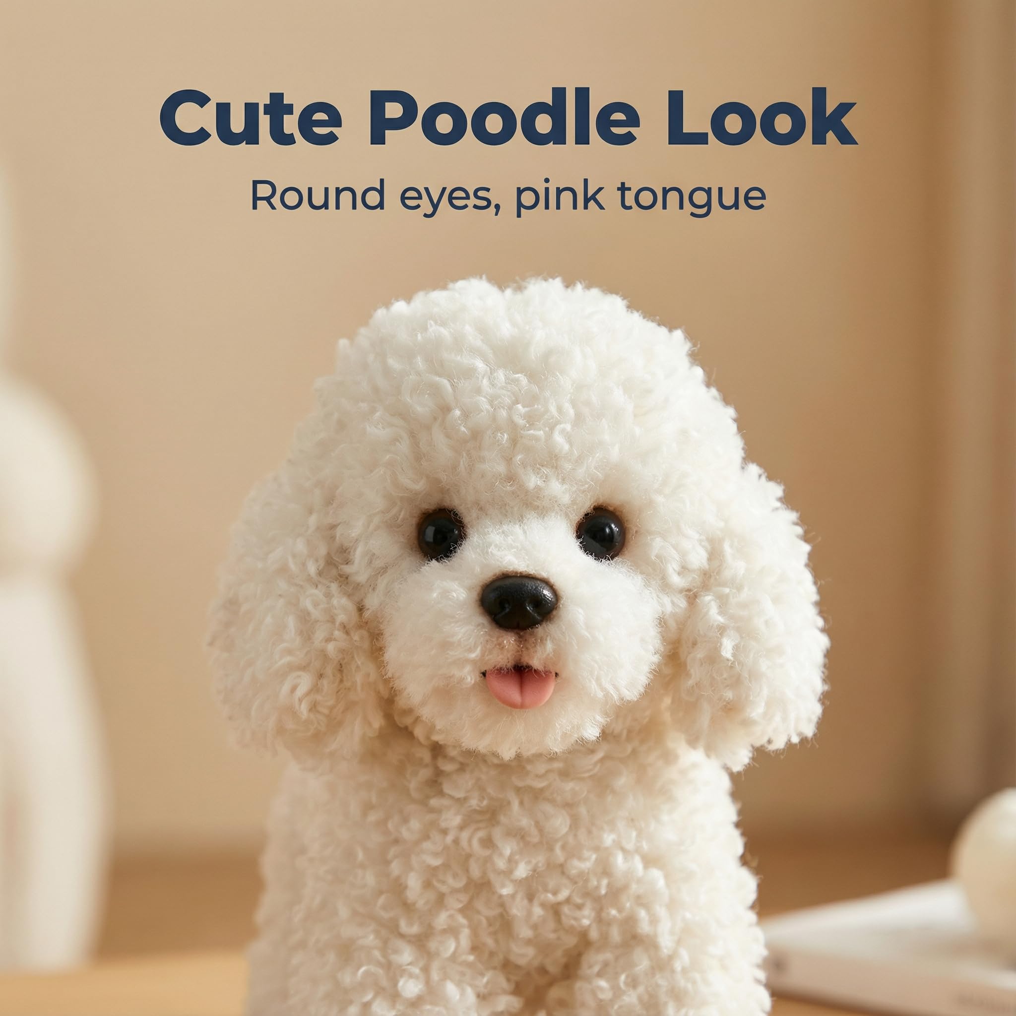 CU-MATE Peluche a forma di barboncino, giocattolo realistico per cani, adorabile cuscino da abbracciare per dormire per bambini e amici