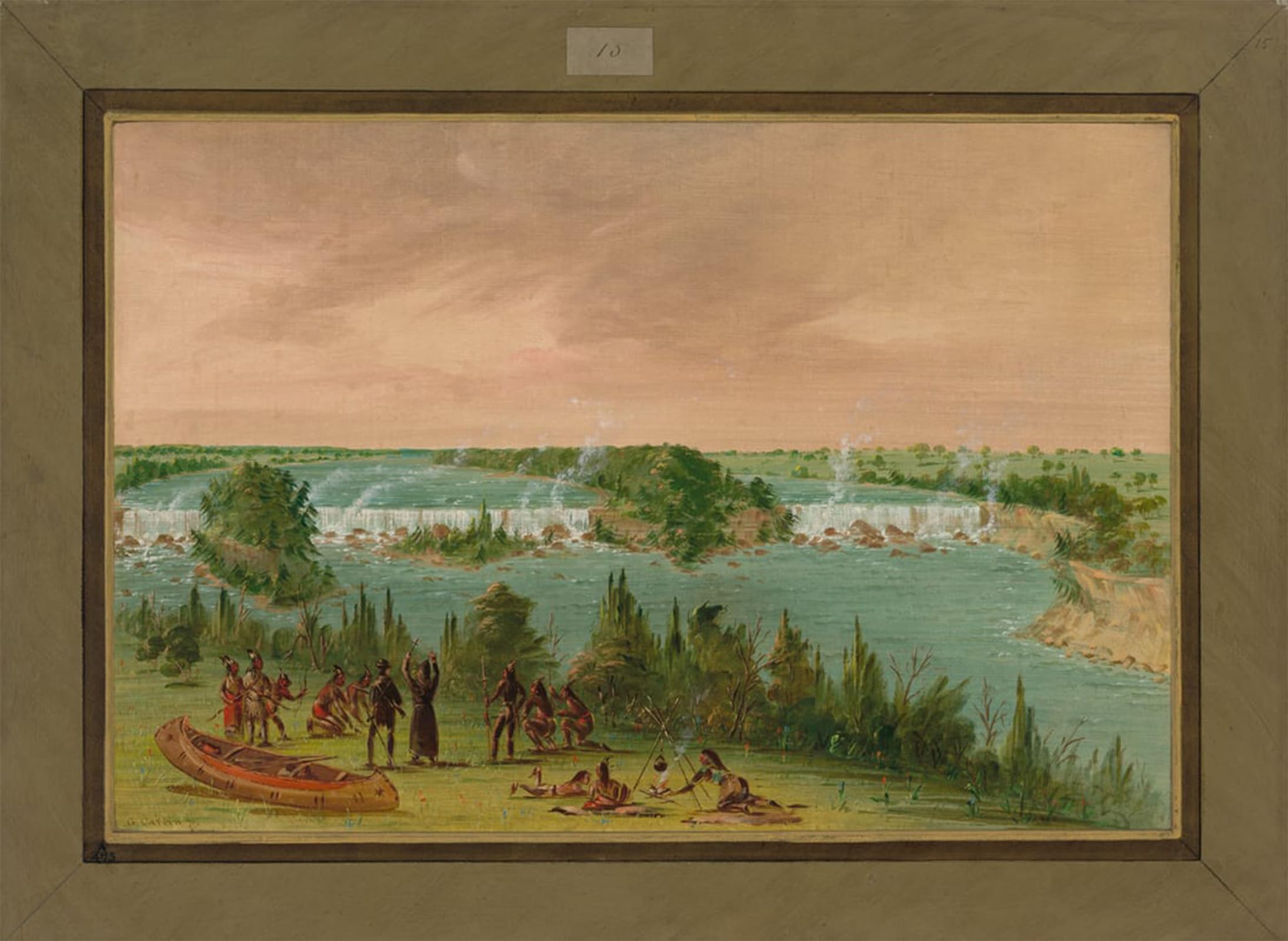 SERENDIPITP Retro Picture Poster Wall Art Pictures Painting Father Hennepin and His Men At the Falls of St by George Catlin Wall Art Canvas Print for Wall Decor 60x90cm