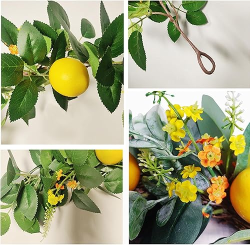 Miniatura 5 de 2 guirnaldas artificiales de limón de 73 pulgadas, guirnalda de frutas de limón con flores, limones falsos, enredaderas, guirnaldas de eucalipto