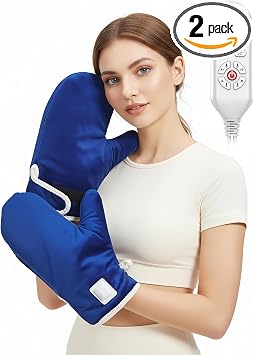 Wired Electric Heated Gloves for Arthritis Hand 1 Pair | Plug-in Hand Heating Pad, 30s Heat Up, 86F-158F Temp, Auto Shut Off, Soft Plush, Fit All Women Men, 7.2 ft Power Cord
