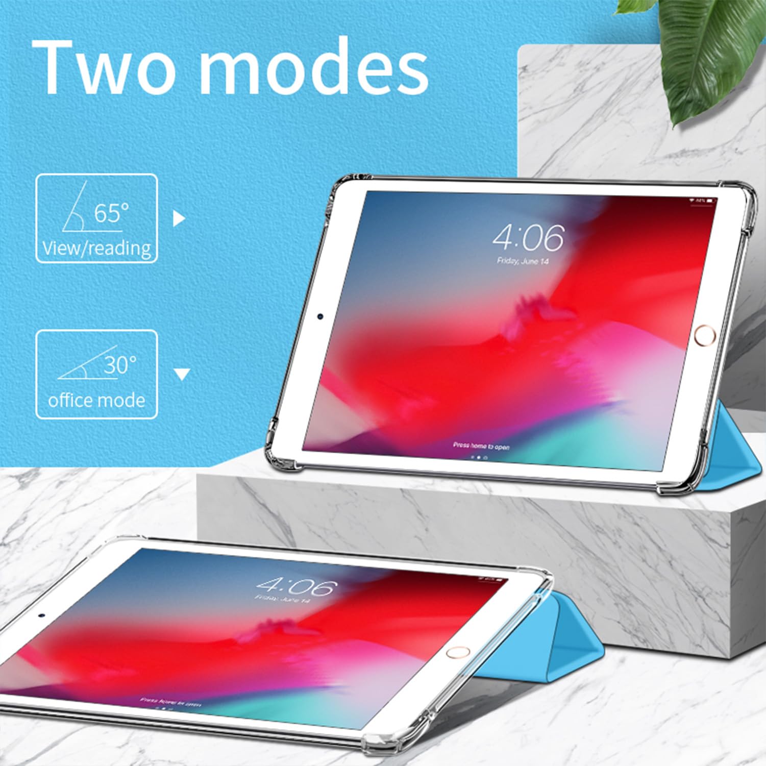 TechDealsUK Pour IPad 10,2" (9e/8e/7e Génération 2021/2020/2019) Smart Case Housse Magnétique Ultra Fine Avec Réveil/Veille Automatique Pour Apple IPad 10.2 (Bleu