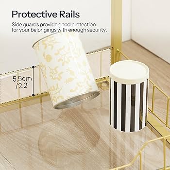 Amazon.com: HOOBRO Gold Glass Shelf Stand, 4 Tier Standing