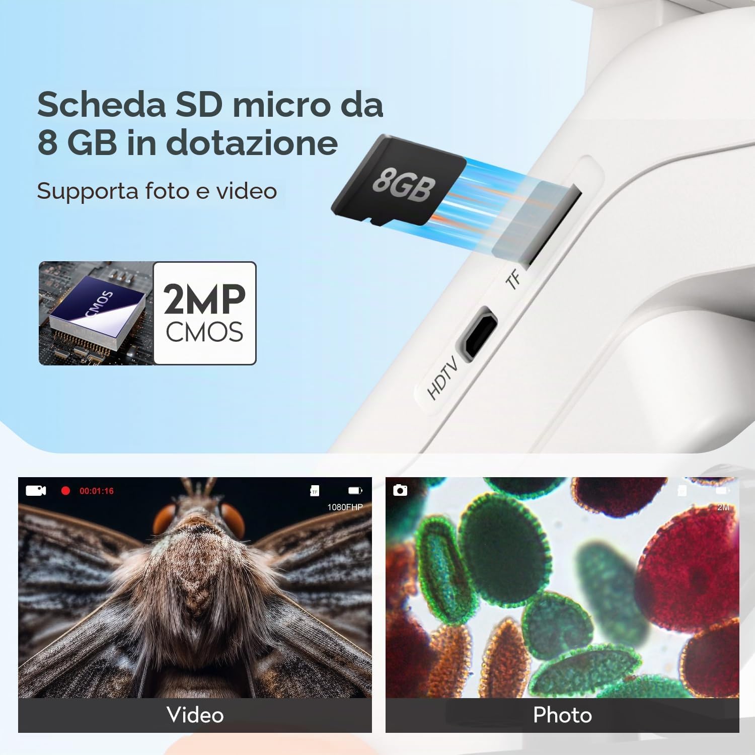 Microscopio Digitale Wireless, MatataStudio MT3-2 1200x Microscopio Biologico Professionale con Schermo LCD 7'' 1080p, X-Y Tavolino, Luce Incidente/Trasmessa 3 Obiettivi 10 Vetrini Scheda SD da 8 GB