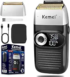 KEMEI Foil Shaver Barber for Men,Electric Razor Rechargeable with Beard Trimmer,Cordless Lithium Titanium Foil Shavers with Travel Case