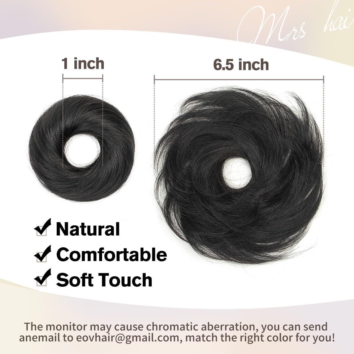 2PCS Hair Bun Fro Women, Black Messy Bun Hair Piece Human Hair Ponytail Extensions Hair Accessories Elastic Easy Scrunchie - Image 2