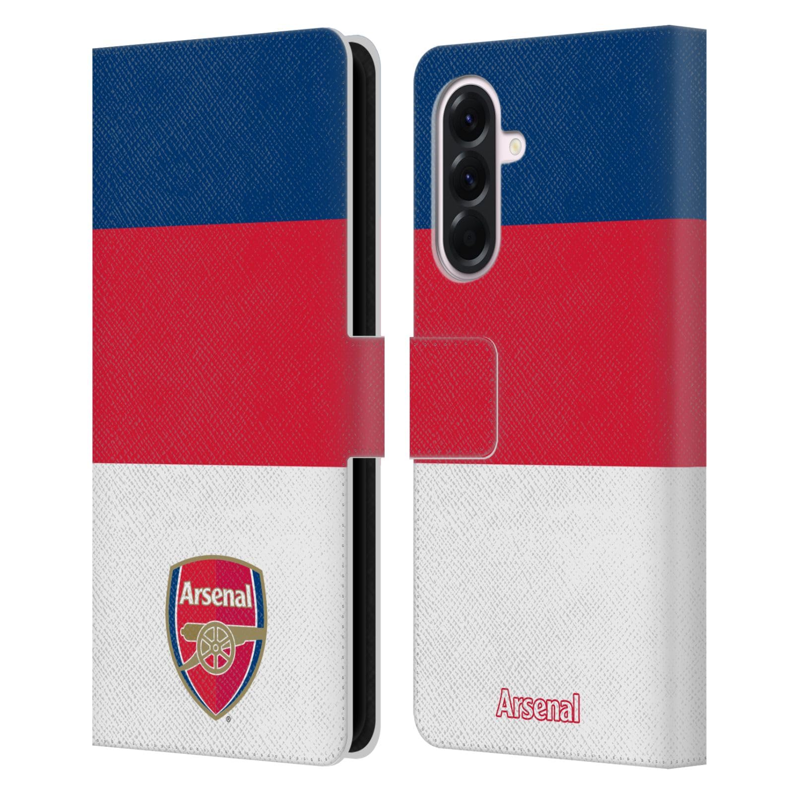 Head Case Designs Officially Licensed Arsenal FC Stripes 4 Crest 2 Leather Wallet Case Compatible With Samsung Galaxy A56 5G