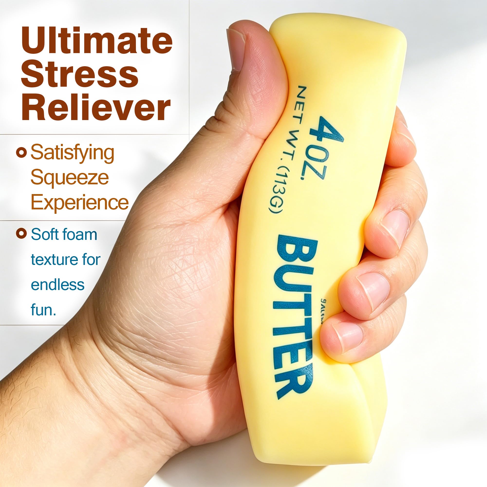 2 Pcs Butter Squishy - 2026 New Upgraded Slow Rising Squishy Butter Squeeze Toy,Realistic Bread Style Sensory Fidget for Desk, Anxiety Relief Fun Gift for Adults (Yellow) — Amazon image 2