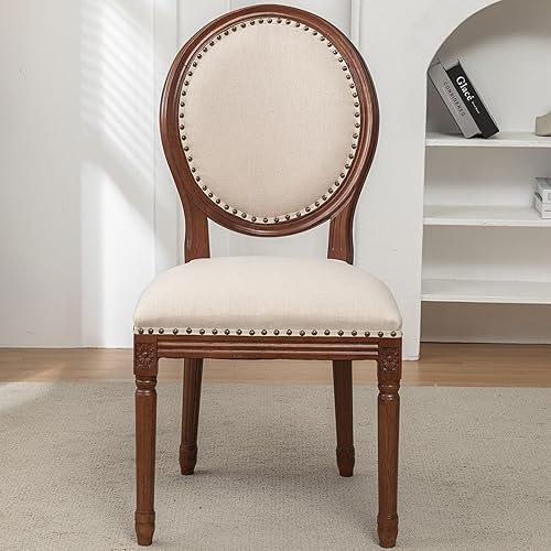 Miniatura 33 de Sillas de comedor de madera para casa de campo, sillas de cocina estilo país francés, silla vintage para sala de estar con respaldo redondo, silla