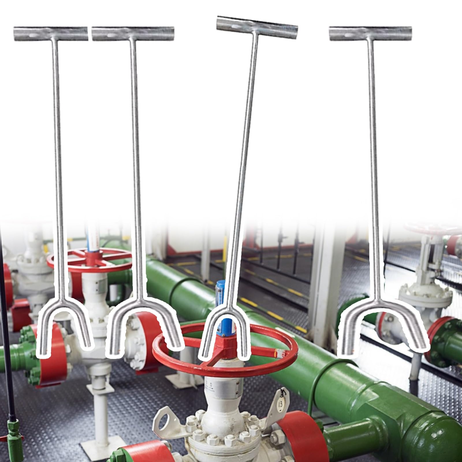 Industrielles T-förmiges Ventil-Absperrwerkzeug, Langschaftschlüssel für Wasserzähler, Abflussrohre und Heizventile, 3er-Pack