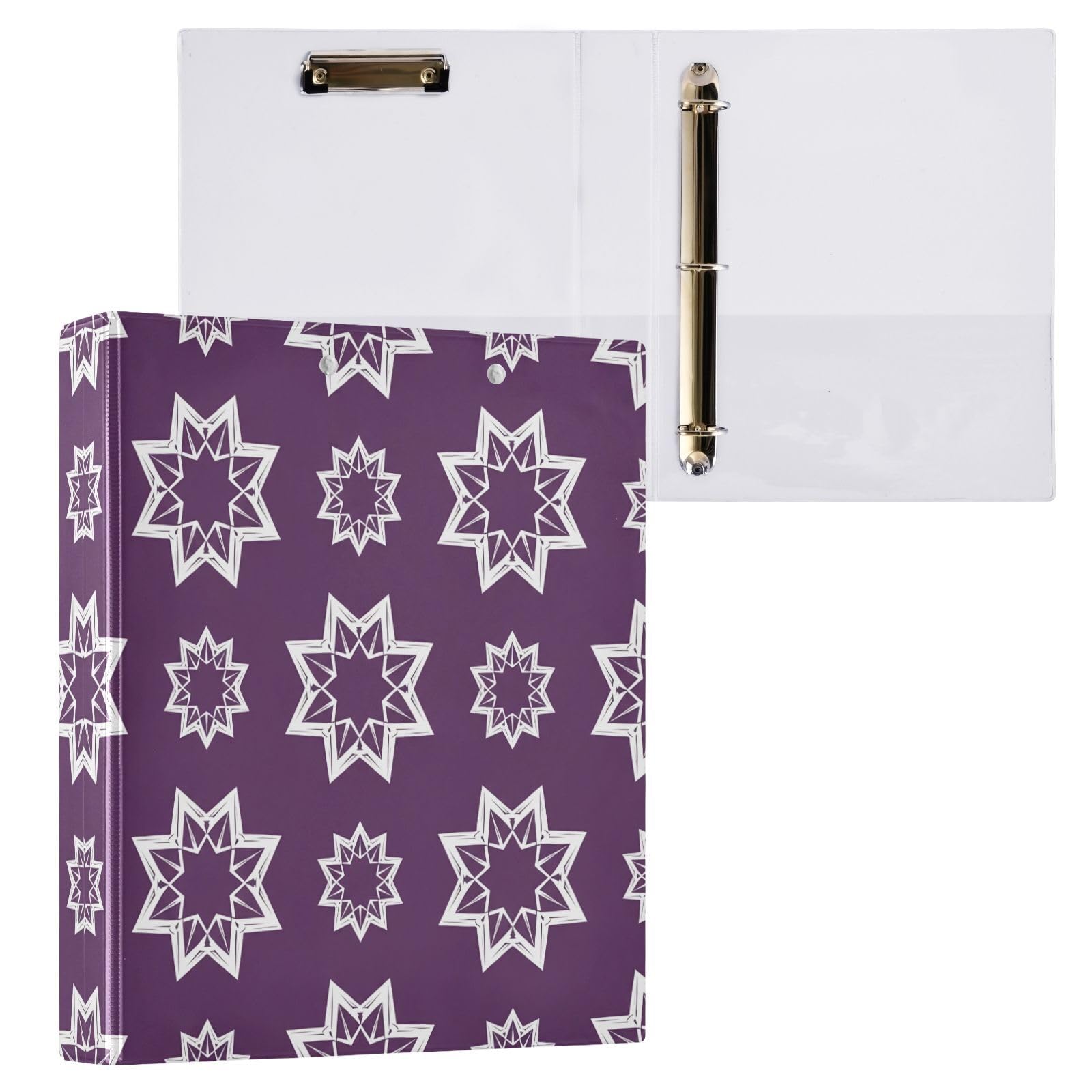 Raccoglitori a 3 anelli, 3,8 cm, a forma di stella, rosette decorative rotonde con clip in metallo, formato A4, organizer per casa e ufficio, confezione da 2