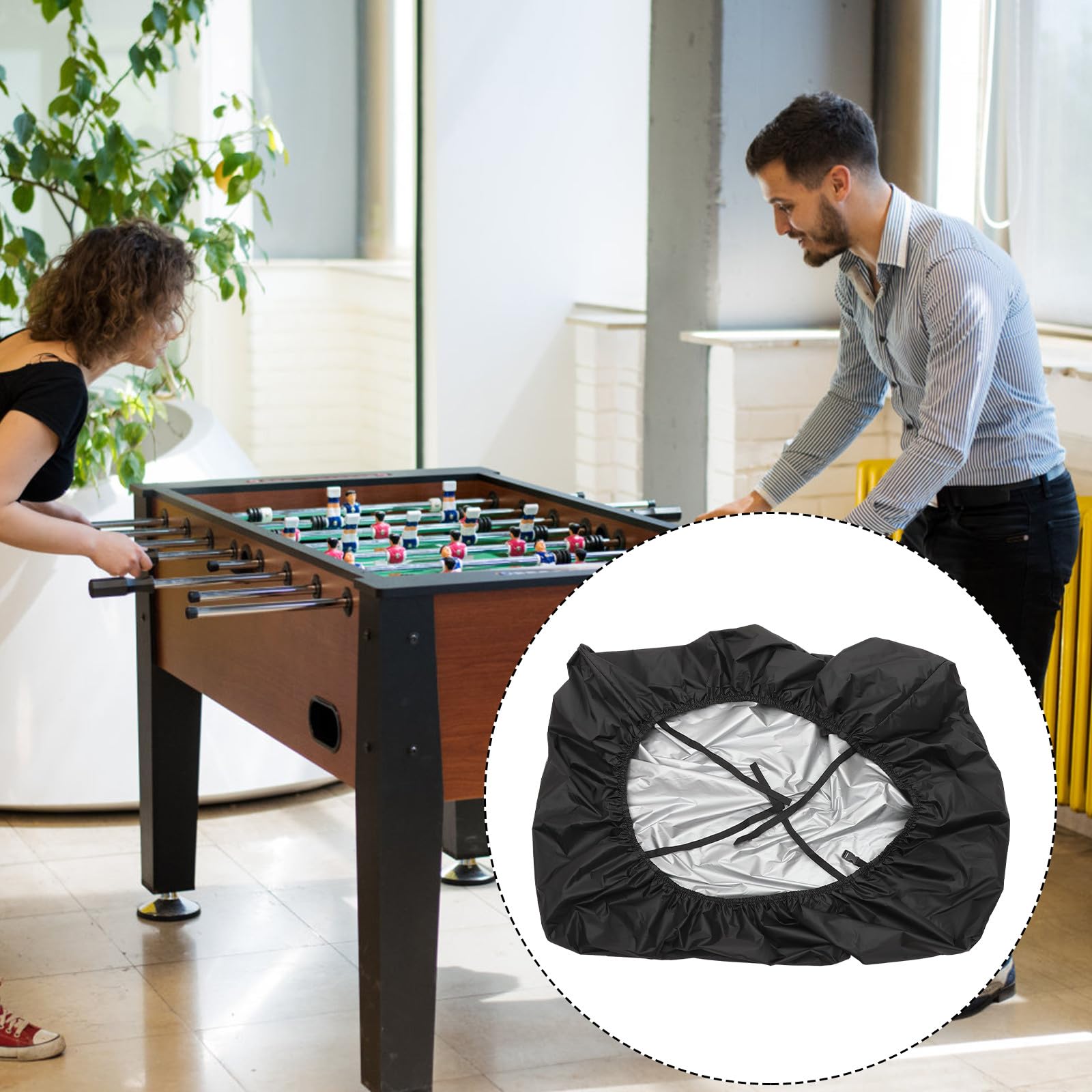 BESTYASH Copertura Protettiva Riutilizzabile per Biliardino Oxford 210D 160X115X50 CM Chiusura Regolabile Uso Esterno Antipolvere Ventilata per Calcio Balilla