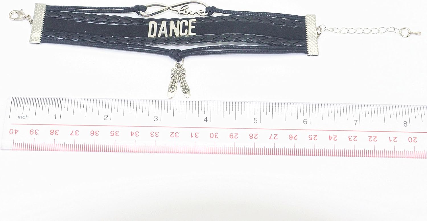 HHHbeauty Dance Bracelet Dancing - Infinity love Belly Ballroom Just Dance Charm Bracelet Dancer Gifts For Dancer, Dance Mom, Dance Teacher, Dance Lovers ((Black) - Image 3