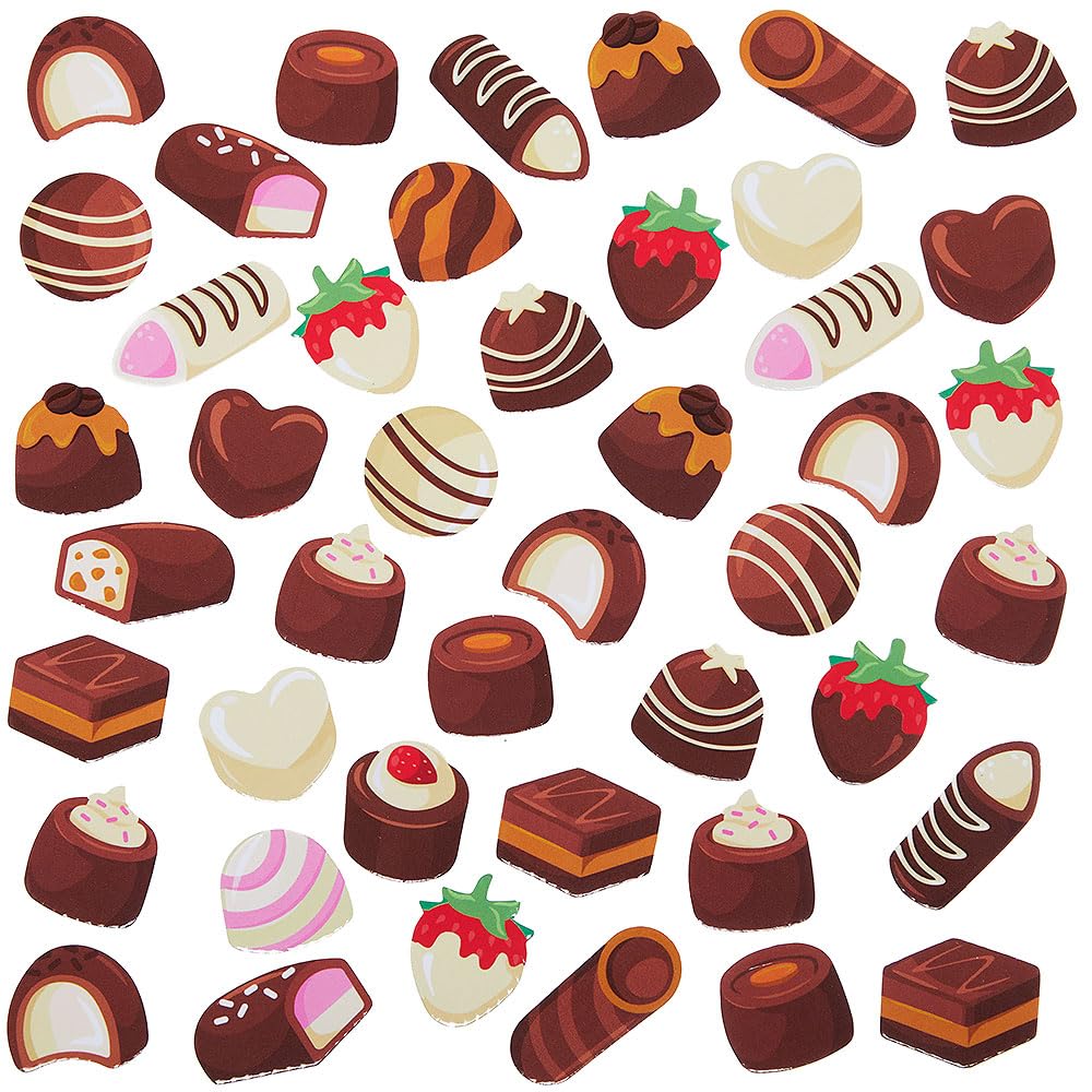 Baker Ross FN684 Chocolate Sweet Treats Foam Stickers - Pack of 120, Assorted Foam Stickers for Cards and Crafts