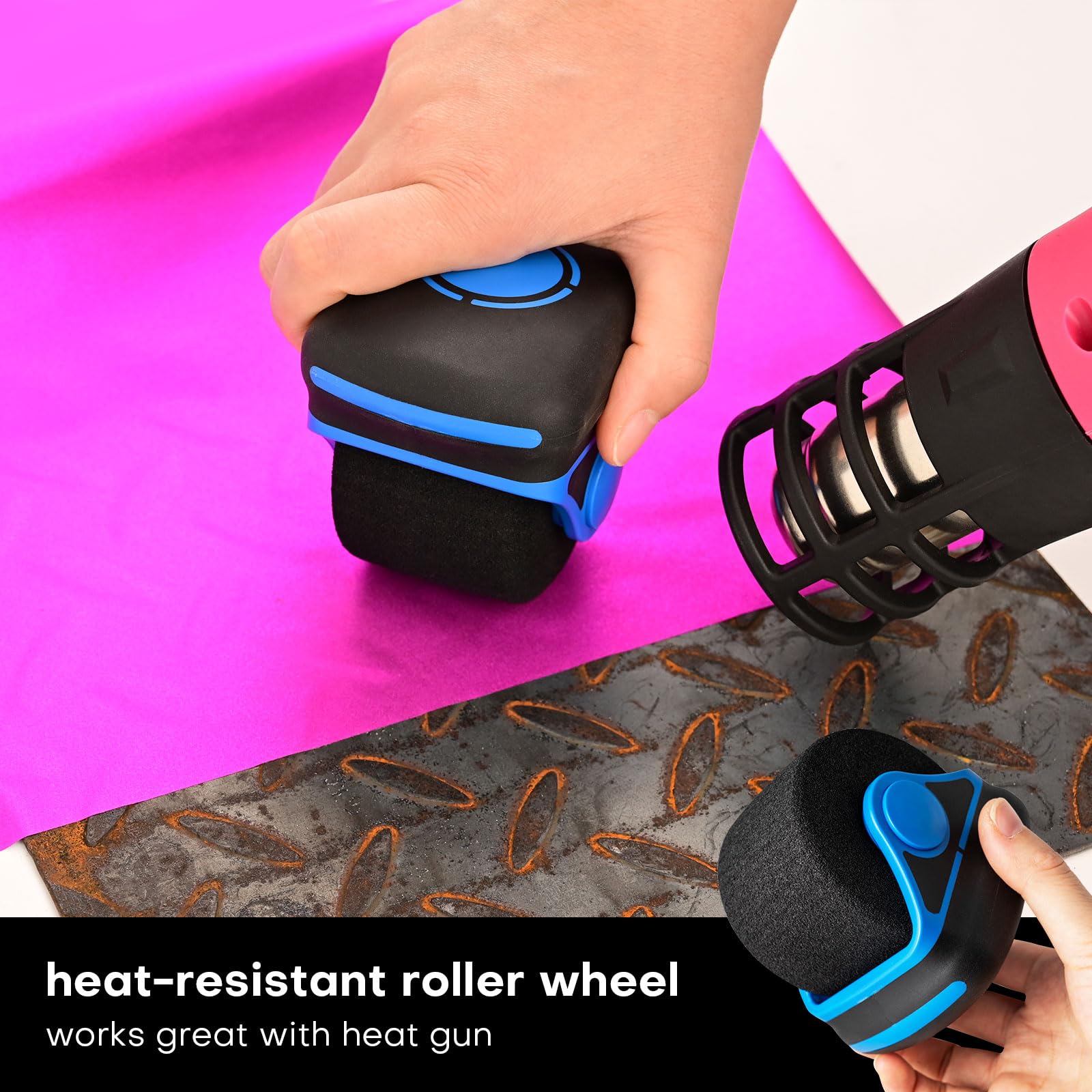 NEWISHTOOL Rodillo de Costura de Esponja, Herramienta aplicadora de Vinilo, Paquete de 2 Rodillos de Pintura de Espuma Suave, Herramientas Profesionales Resistentes al Calor para aplicación de Vinilo