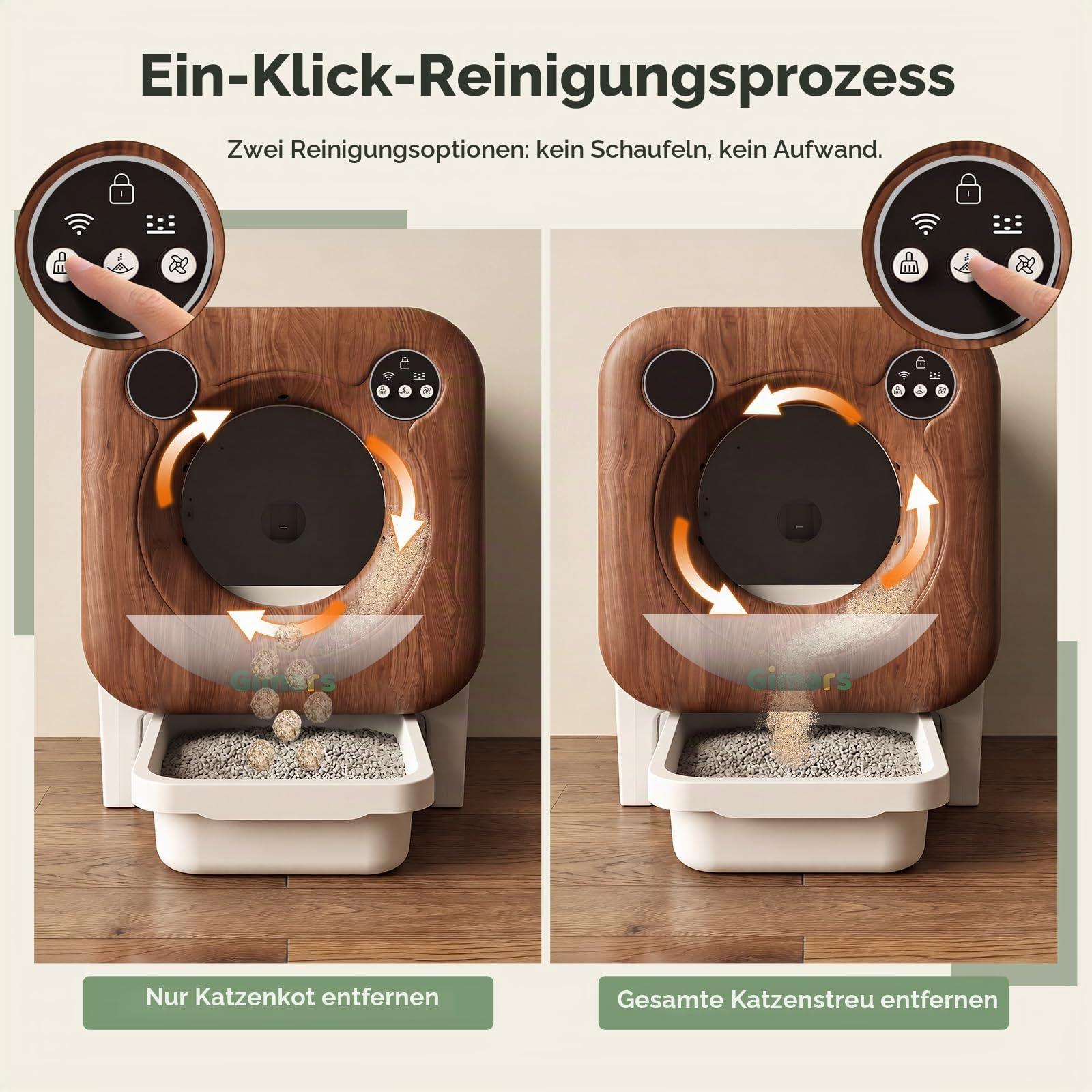 Gimars XXL 90L Selbstreinigende Katzentoilette mit App-Steuerung, Automatisches Katzenklo mit Matte, Müllbeuteln & Trittbrett, Dreifach-Sensor und Geruchskontrolle für Kätzchen, Alte & Mehrere Katzen