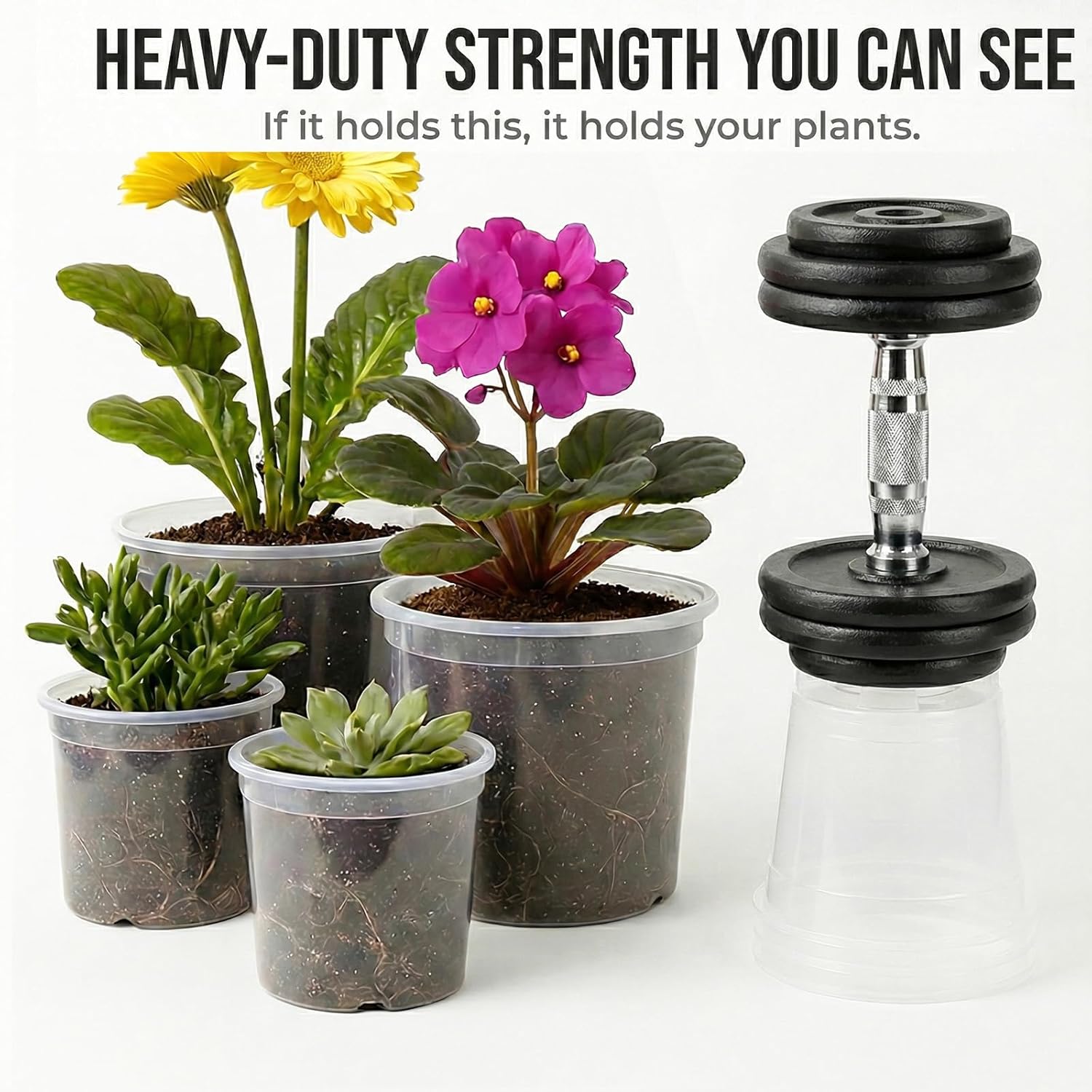 4/5/6/7 Inch Clear Nursery Pots with Drainage, 12 Pack Thick Reusable Planters, High Transparency, Weather-Resistant and Degradable Material, Ideal for Gardening Enthusiasts