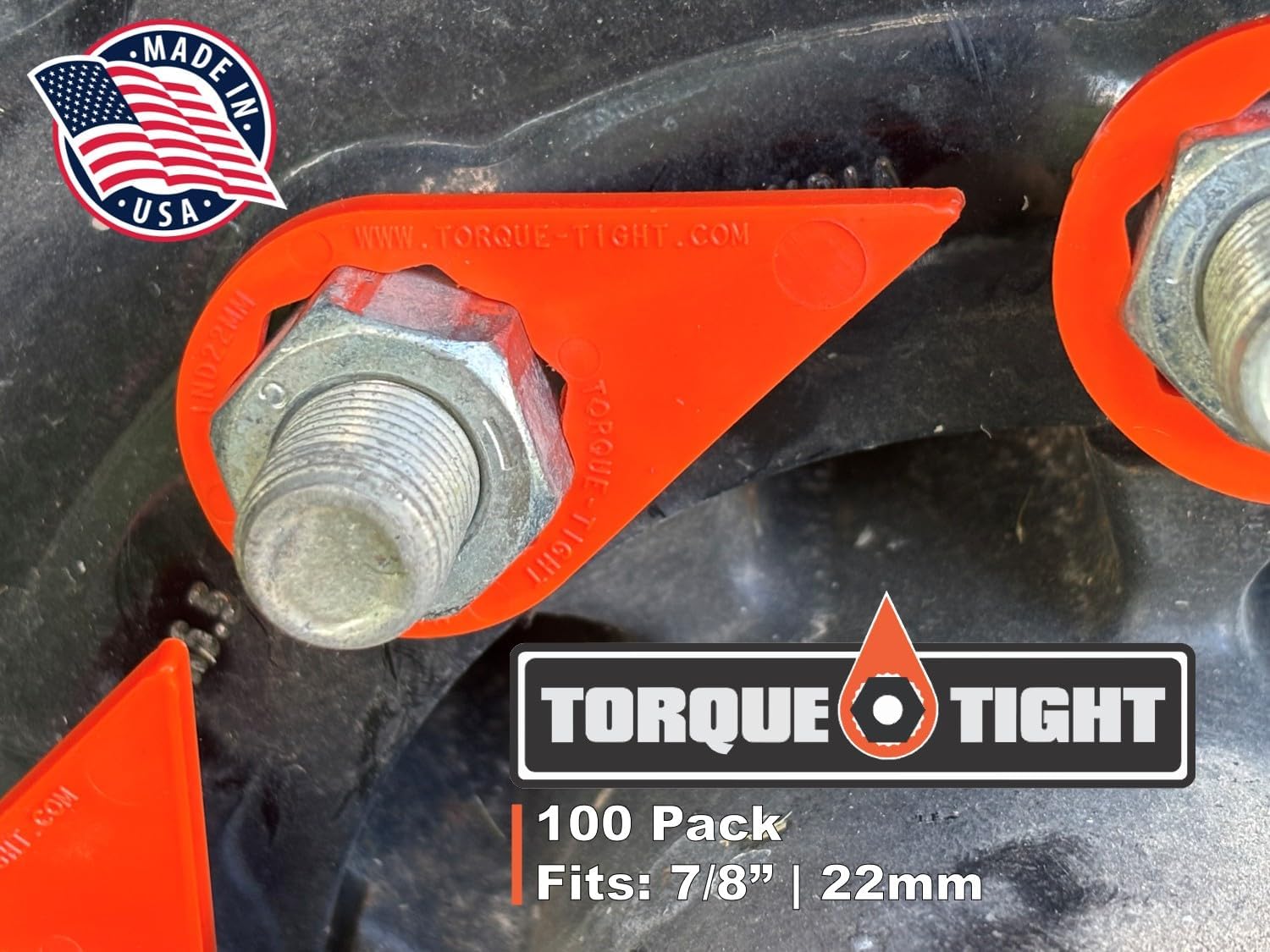 Torque-Tight™ 22mm (7/8") Lug Nut Indicators, 1/8" Thick – Visual Safety Markers for Wheel Torque – Commercial Fleet & Trailer Use – Made in USA (Orange)