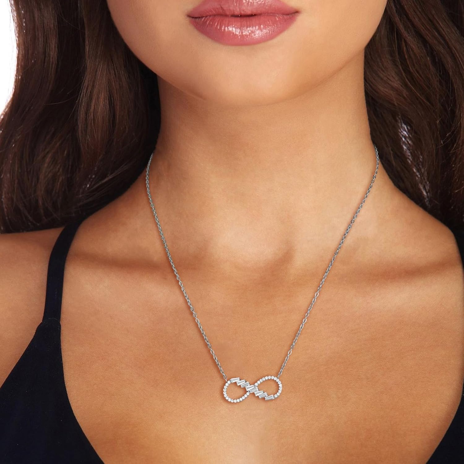 HZMAN Sparkling Crystal Infinity Symbol Necklace for Women Stainless Steel Gold Silver Pendant Holiday Gif - Image 3