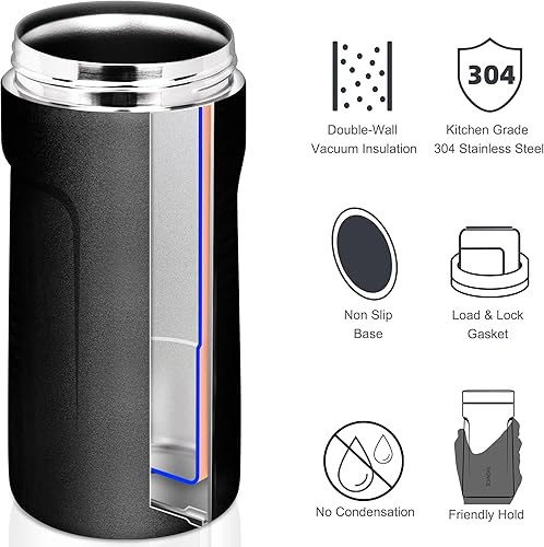 Miniatura 3 de Enfriador de latas universal aislado 3 en 1 – Aislador al vacío de doble pared de acero inoxidable delgado para botellas de cerveza de lata regular