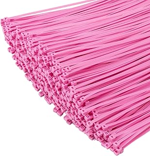 XINGO 1000 Piezas Rosa Bridas bridas para cables profesionales, 300mm x 4.8mm,Resistentes UV, Bridas para Cables Para Oficina, Hogar, Exteriores