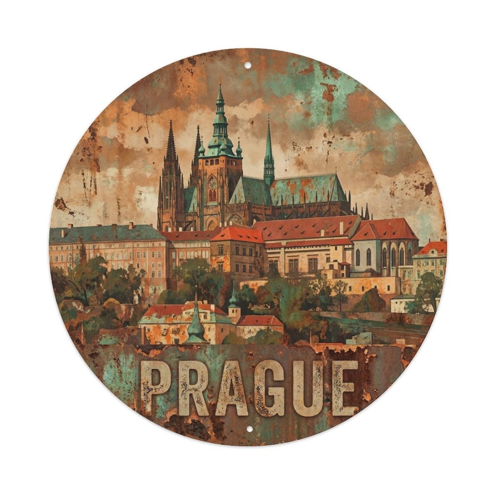 Galvaxio Style Vintage Travel Czech Prague 1 Metal Tin Sign
