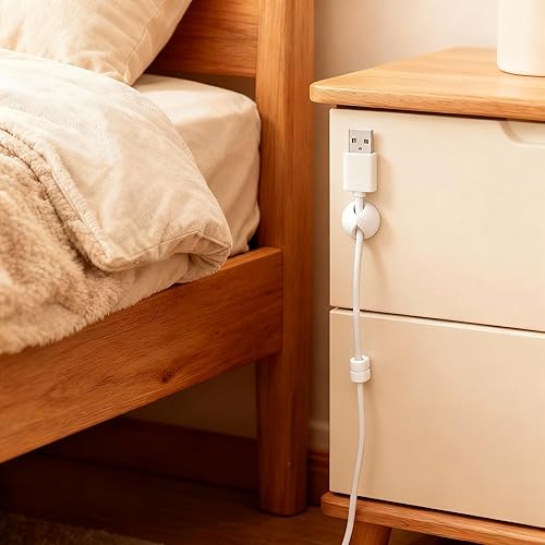 Miniatura 5 de Clips para cable de escritorio, cable de carga adhesivo, organizador de alambre para mesita de noche, escritorio, oficina o mouse