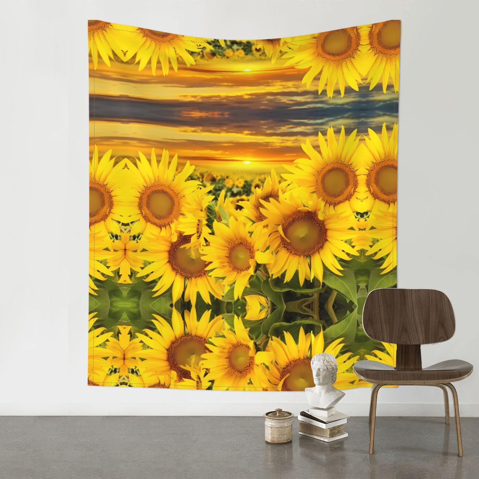 WHJSSF Sunflower Field Prints Wall Tapestry 60x51in - Boho Decor Throw for Bedroom, Dorm, Picnic & Outdoor Adventures