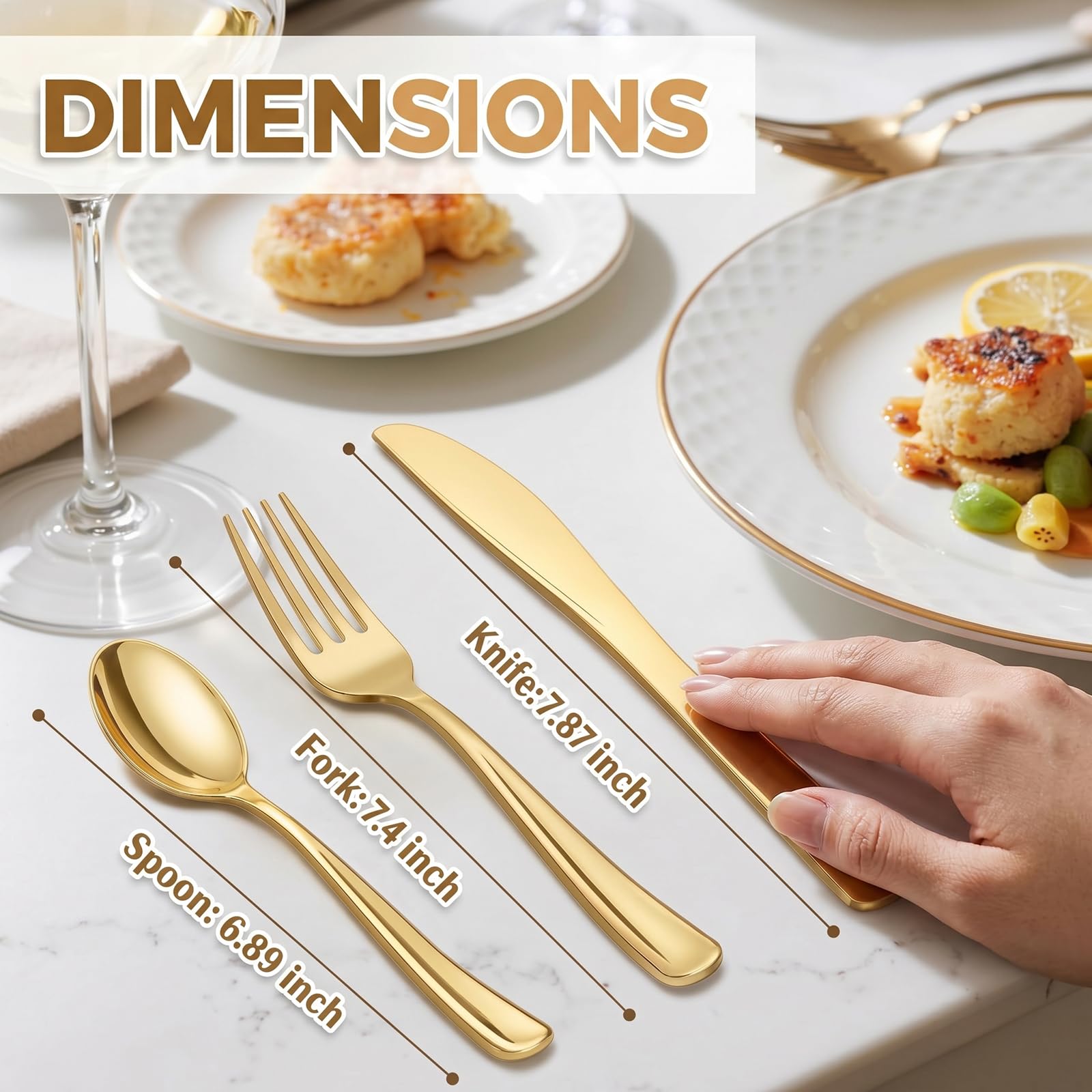 Gold Disposable Cutlery Set - 180 Piece -12 Gold Disposable Cutlery Set - 180 Piece -12