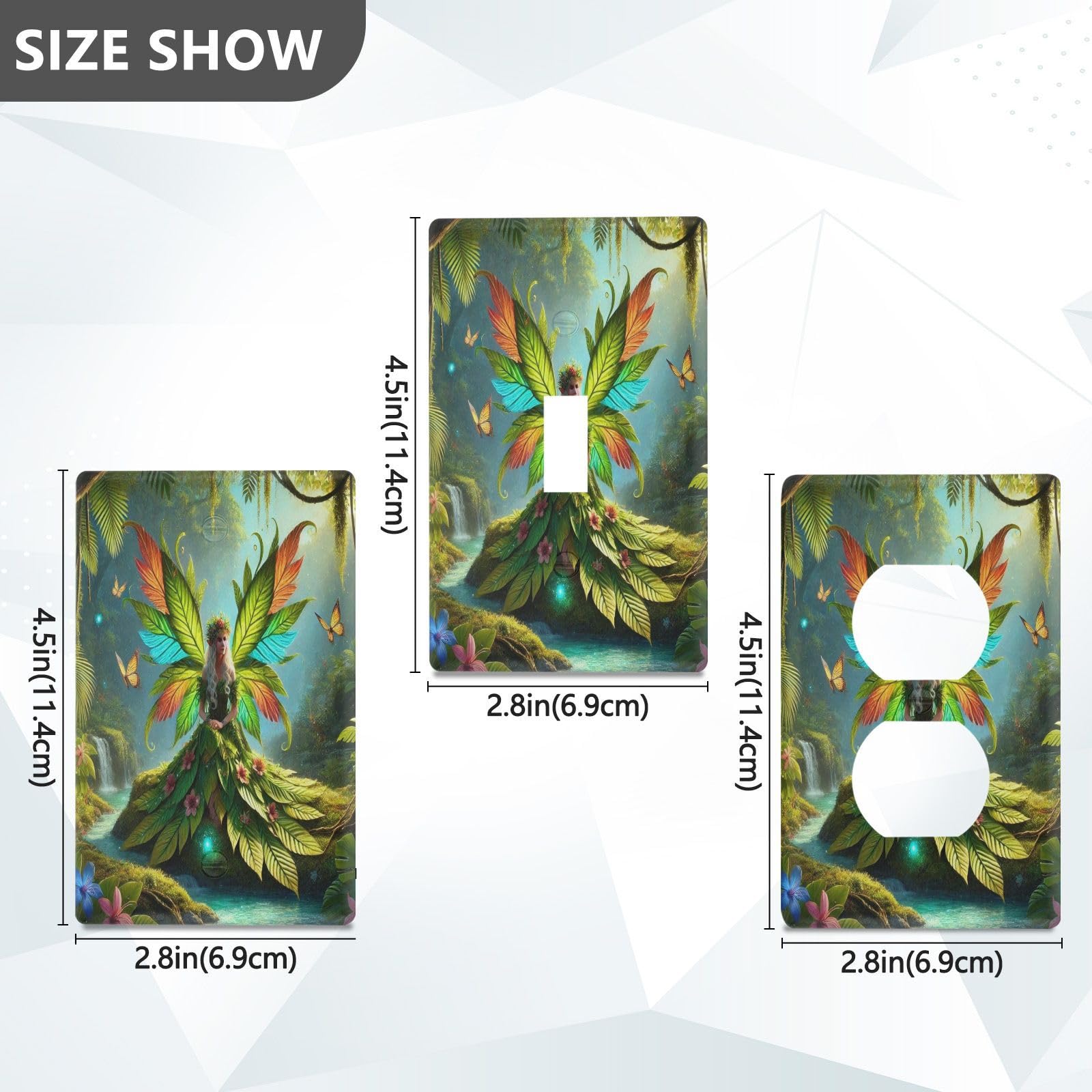 Leaf Fairy Butterfly Light Switch Cover Decorative Receptacle Outlet Wall Plate Guard Plastic Outlet Covers for Living Room Home Decor Kitchen (Unused Outlet Cover)