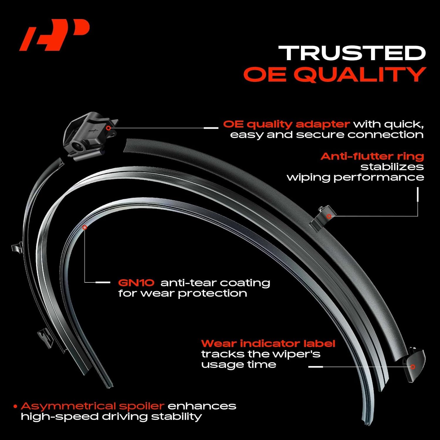 A-Premium 26" and 19" Windshield Wiper Blades Compatible with BMW 550i GT, 740i, 740Ld 740Li 750i 750Li xDrive, 760Li, Alpina B7 xDrive - SLN Connector, with Wear Indicator & Towel (Pack of 2)
