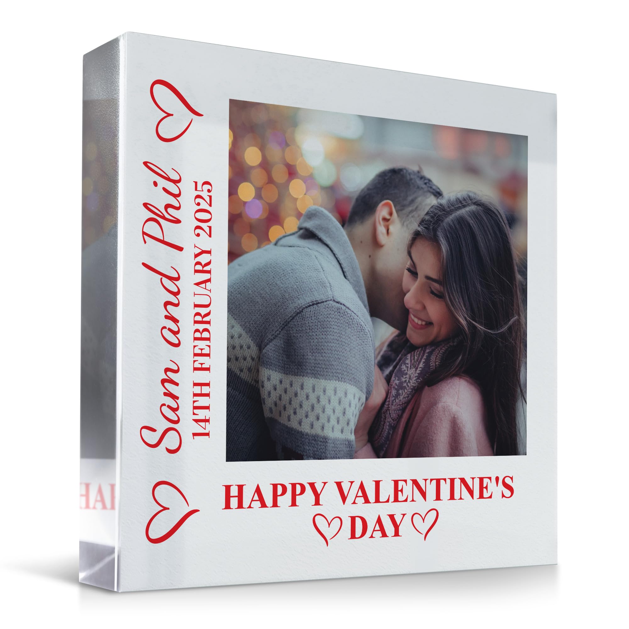 Red Ocean Couples Gift For Boyfriend Girlfriend Husband Wife Him Personalised Valentines Day Gift Freestanding Plaque With Couple Photo Romantic For Partner Valentines Idea