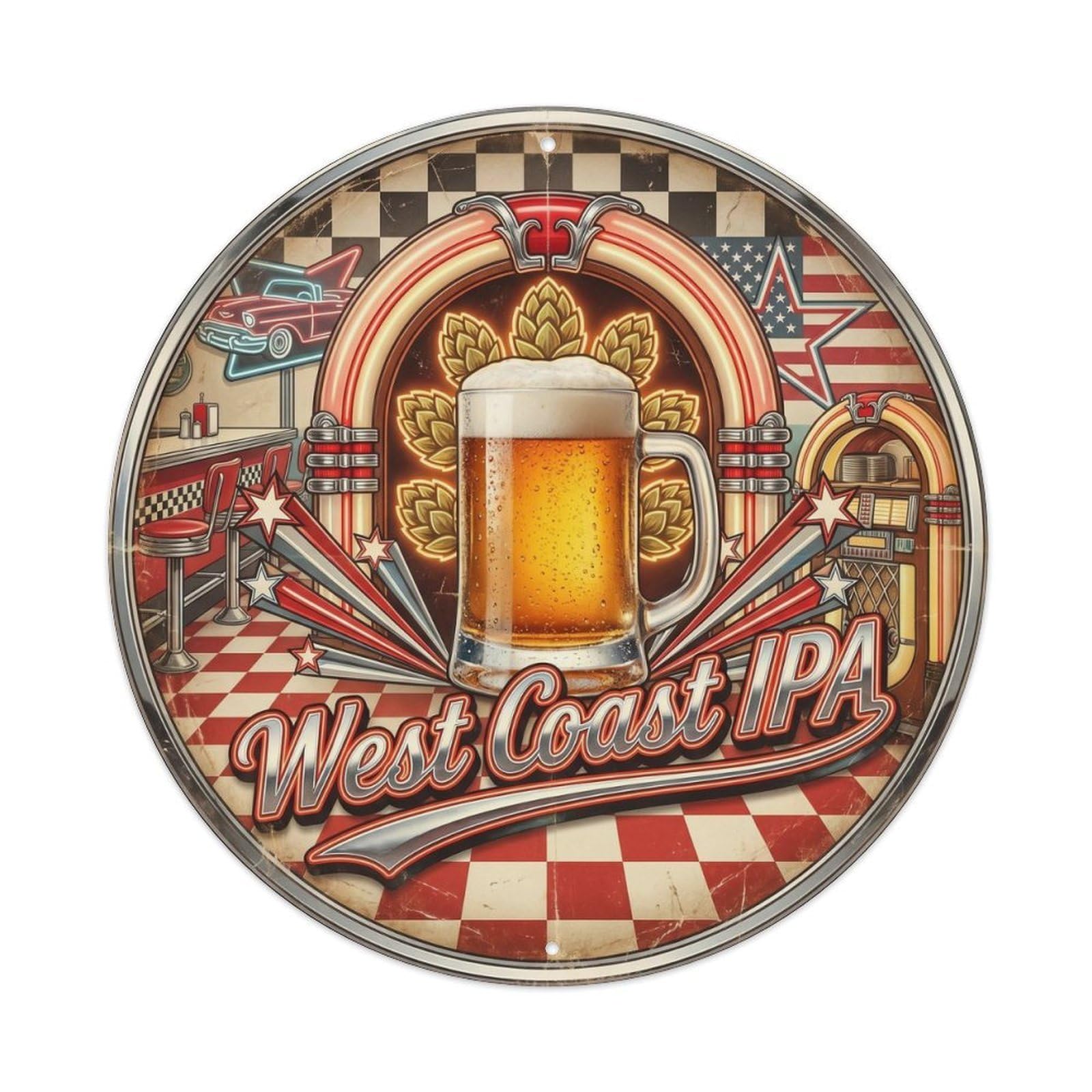 Heritage American West Coast IPA Brew House Beer Stein Metal Tin Sign