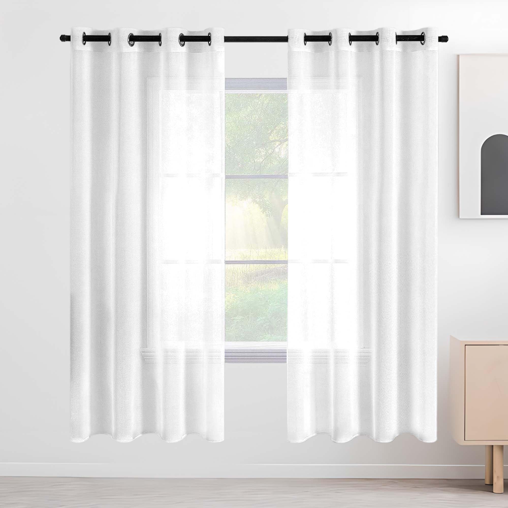 Voilage fenetre 100 x 205 cm blanc rideau transparent salon