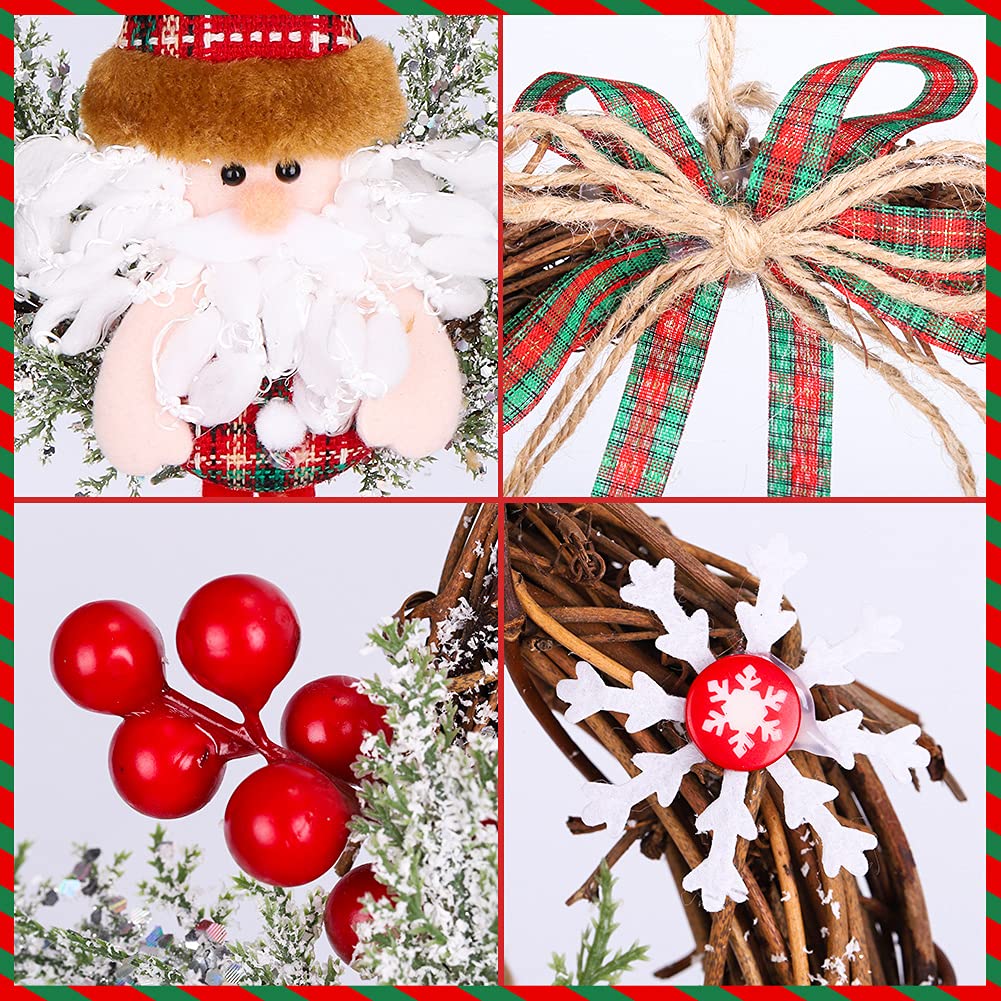 Corona de Navidad, HALOVIE Guirnaldas de Navidad 33 * 35cm para Puerta Colgante Artificial Decoraciones Navideñas Adorno de Navidad para Fiesta Regalo Ventana Pared Exterior