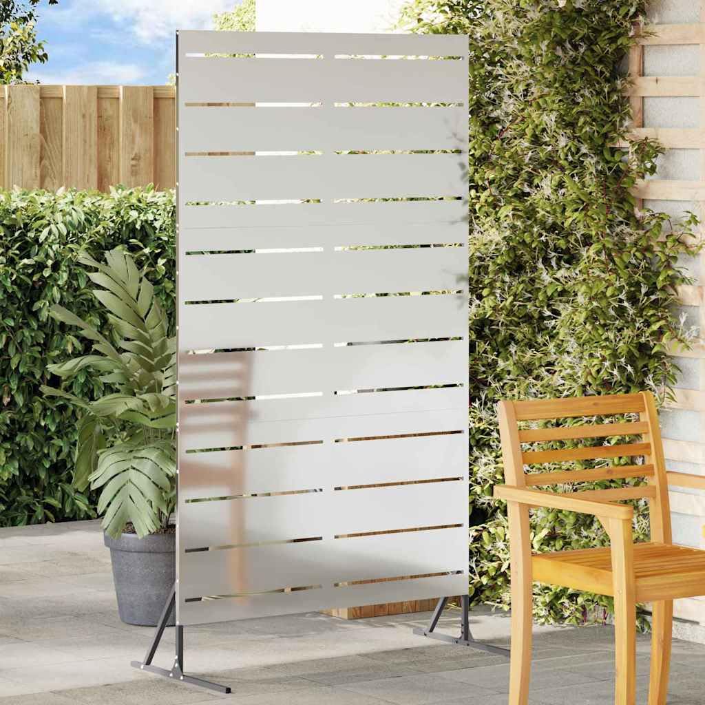 Ochrona przed wzrokiem, szara, stalowa, 100 x 50 x 180 cm, ochrona ogrodu, element ogrodzenia z lamelami, na taras, balkon, do ogrodu, ochrona przed wiatrem i ochrona przed wiatrem