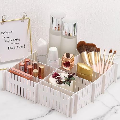 Miniatura 4 de acDesign 40 separadores de cajones de rejilla, organizador de cajones ajustable para calcetines, ropa interior, lencería, maquillaje, dormitorio,