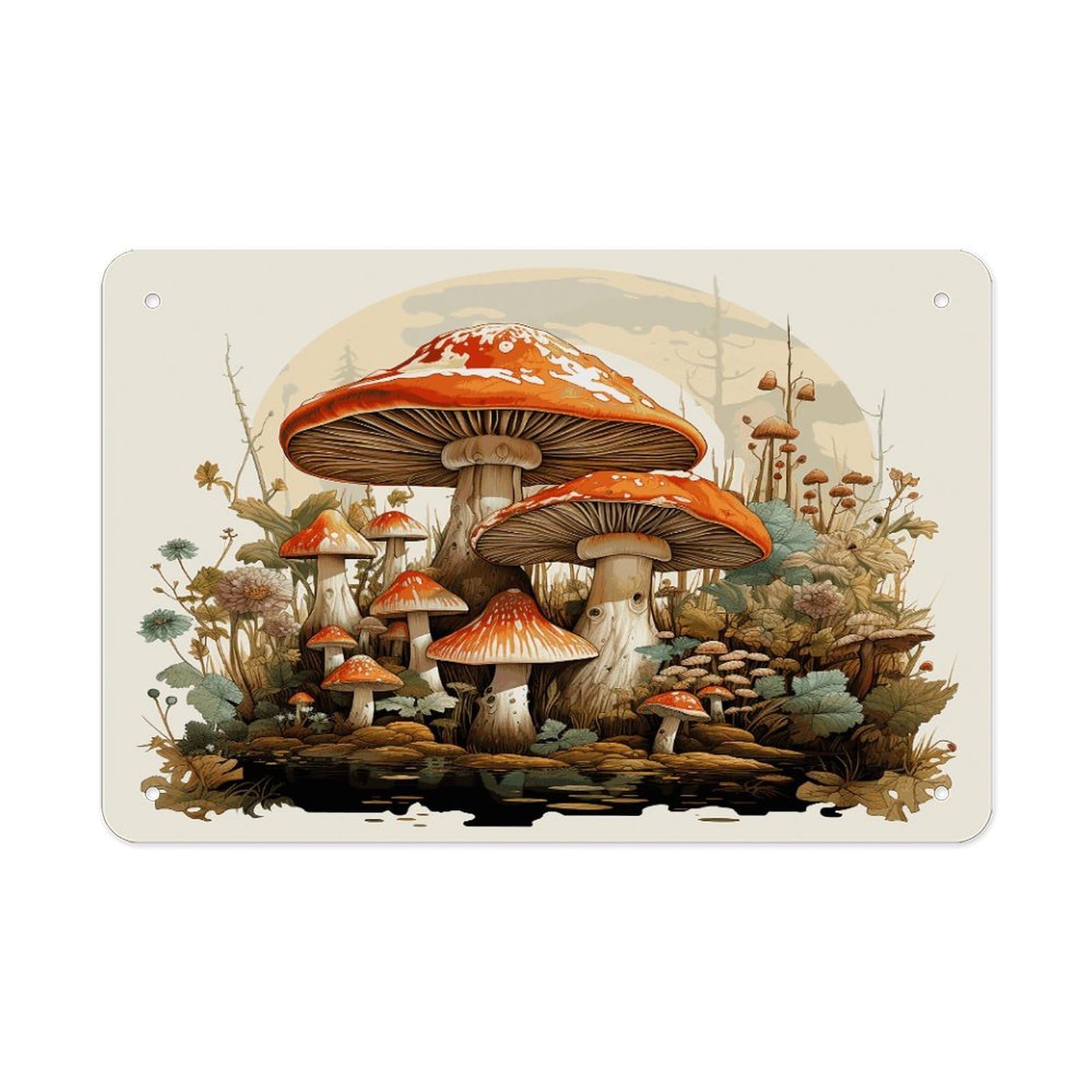 Fekiloot Style Giant Mushroom Metal Signs Wall Art Tin Sign