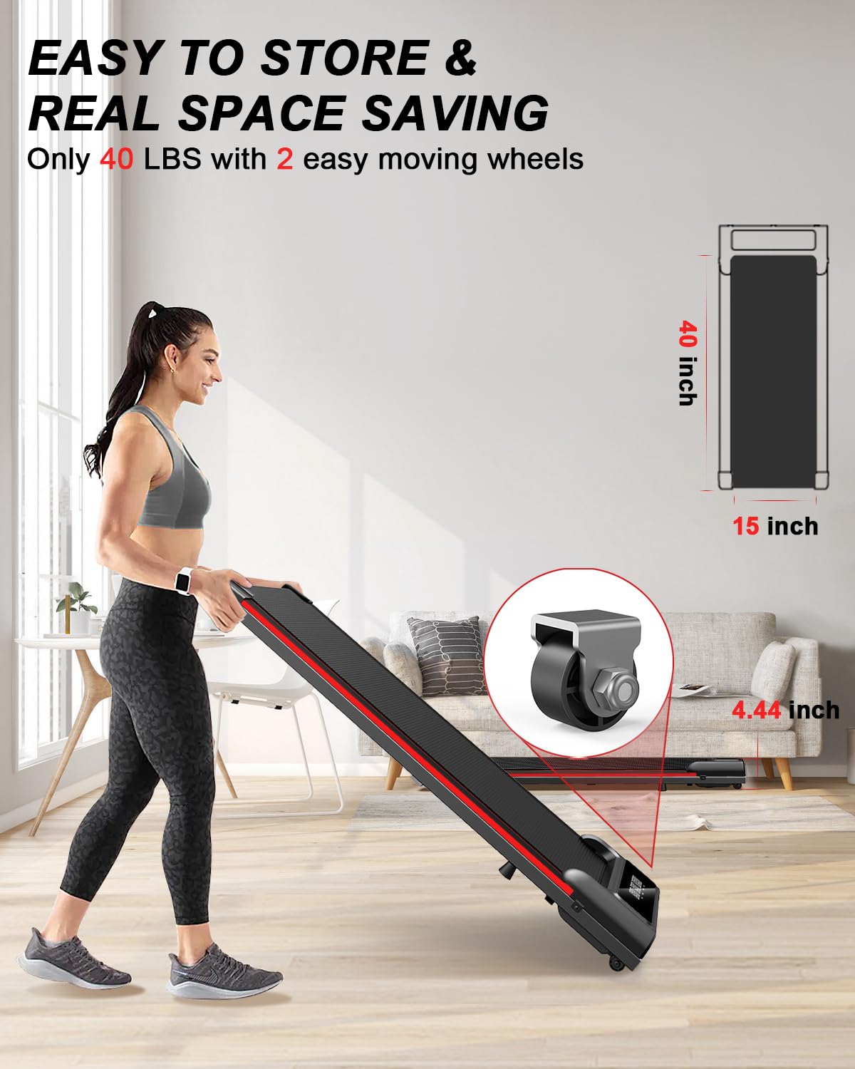 AKSO Foldable Walking Pad Treadmill Under Desk for Home Office