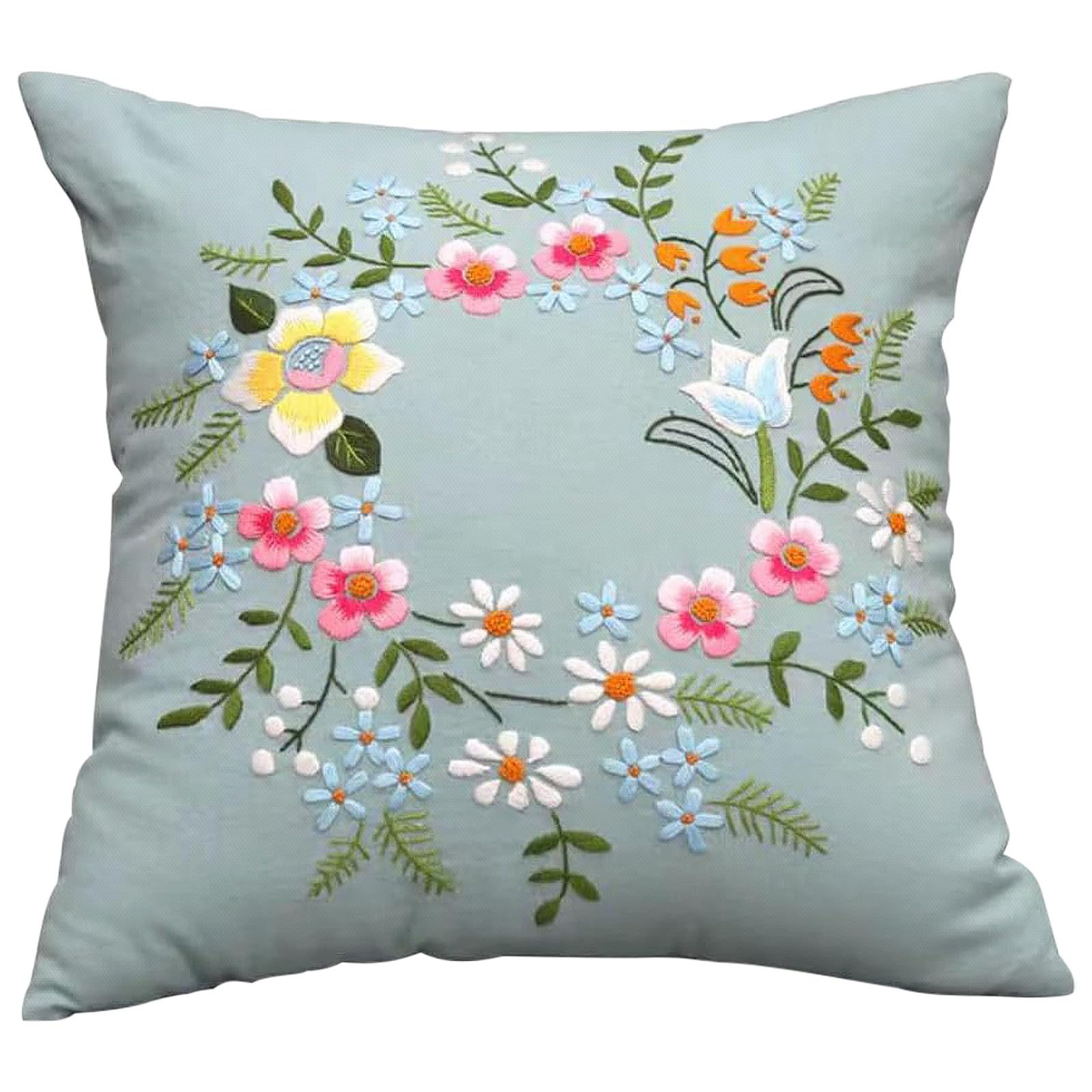 wiksite Embroidery Kit Pillowcase DIY Kit Cushion Cover Pillow Cover Embroidery Kit