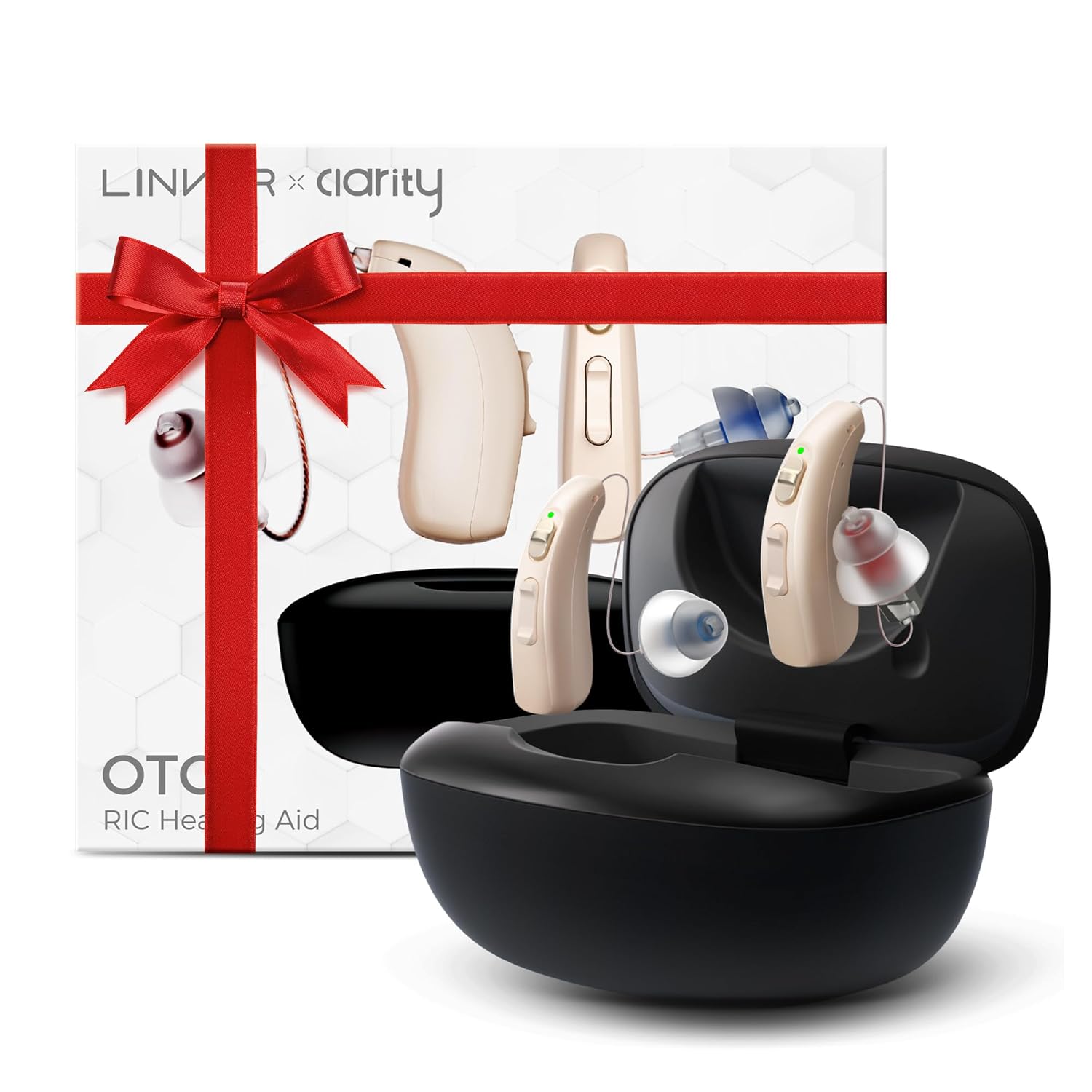 LINNER-Clarity Hearing Aids for Seniors, Rechargeable Hearing Amplifier with Noise Cancelling, OTC Hearing Aids Designed for Adults with Mild to Moderate Hearing Loss (Black)