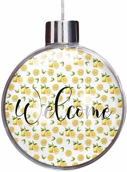 Christmas Ball Ornaments, Lemon Christmas Balls Clear Plastic Fillable, Welcome Summer Pastoral Yellow Fruit Watercolor Hanging Ornament Xmas Tree Balls for Home Party Decorations 3.5Inch