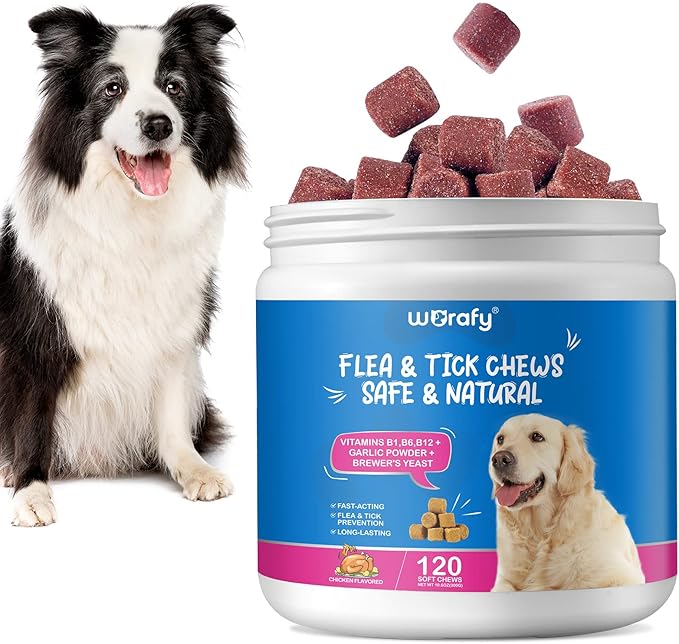 120pcs Flea & Tick Prevention for Dogs Chewable(Chicken Flavor),All