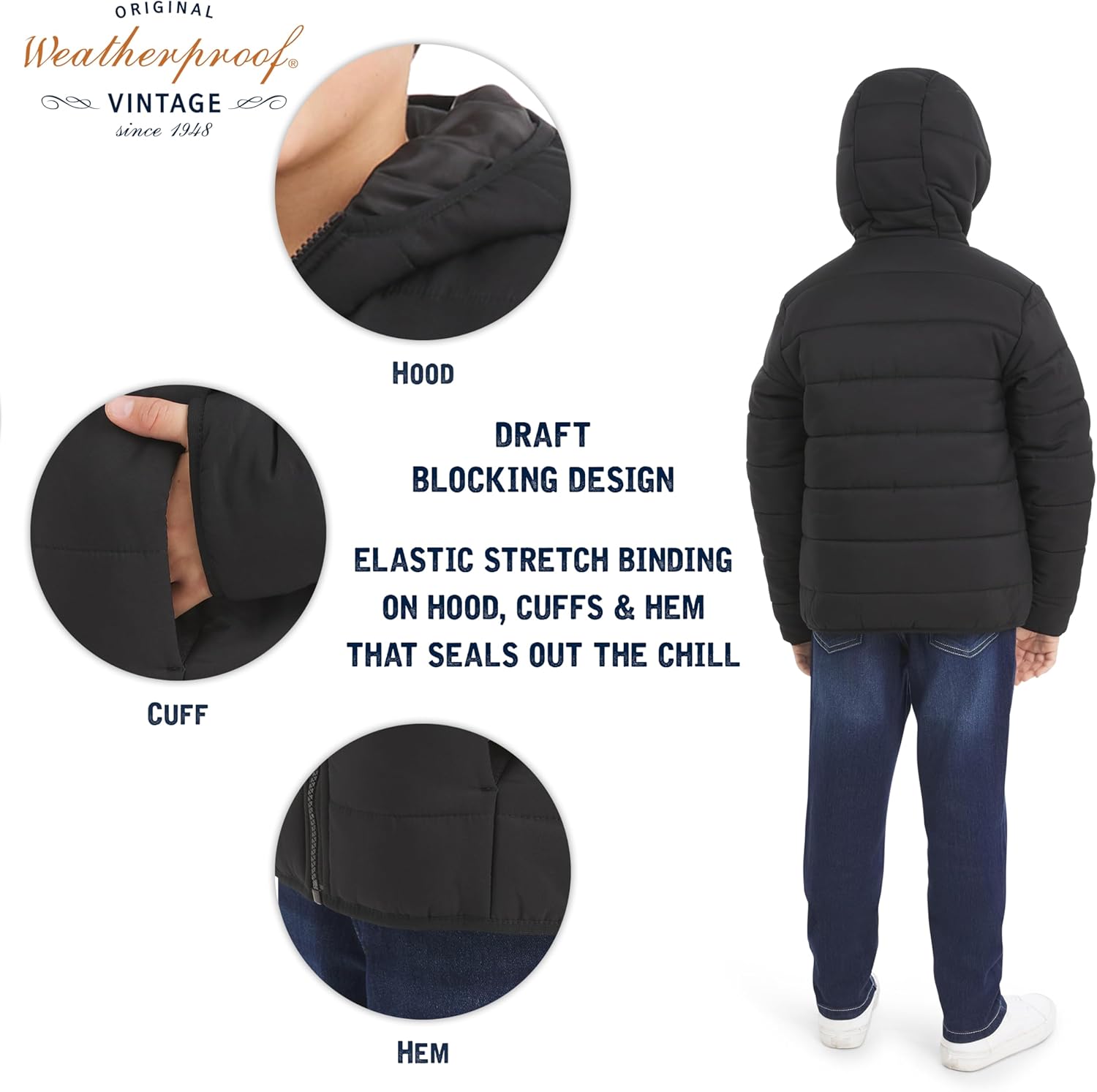 Weatherproof Vintage Boys' Outerwear Midweight Insulated Hooded Puffer Jacket - Image 5