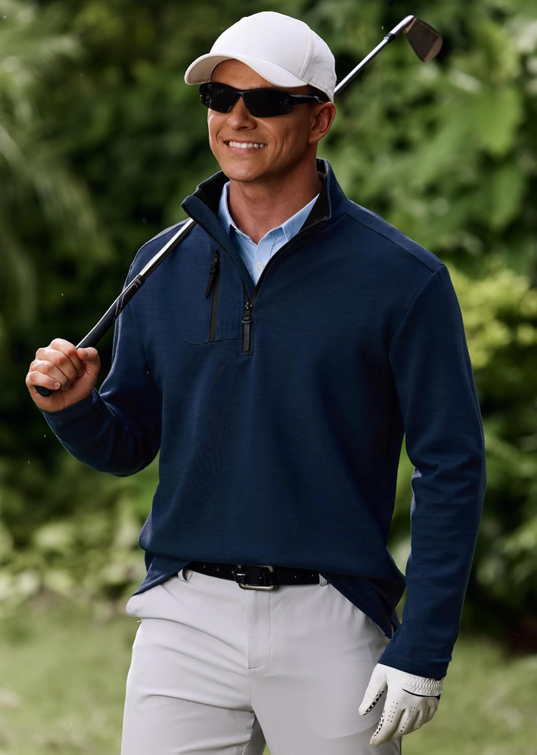 Men's Golf Pullover Quarter-Zip Long Sleeve Sport Shirt with Chest Pocket (S-XXL) - Image 3