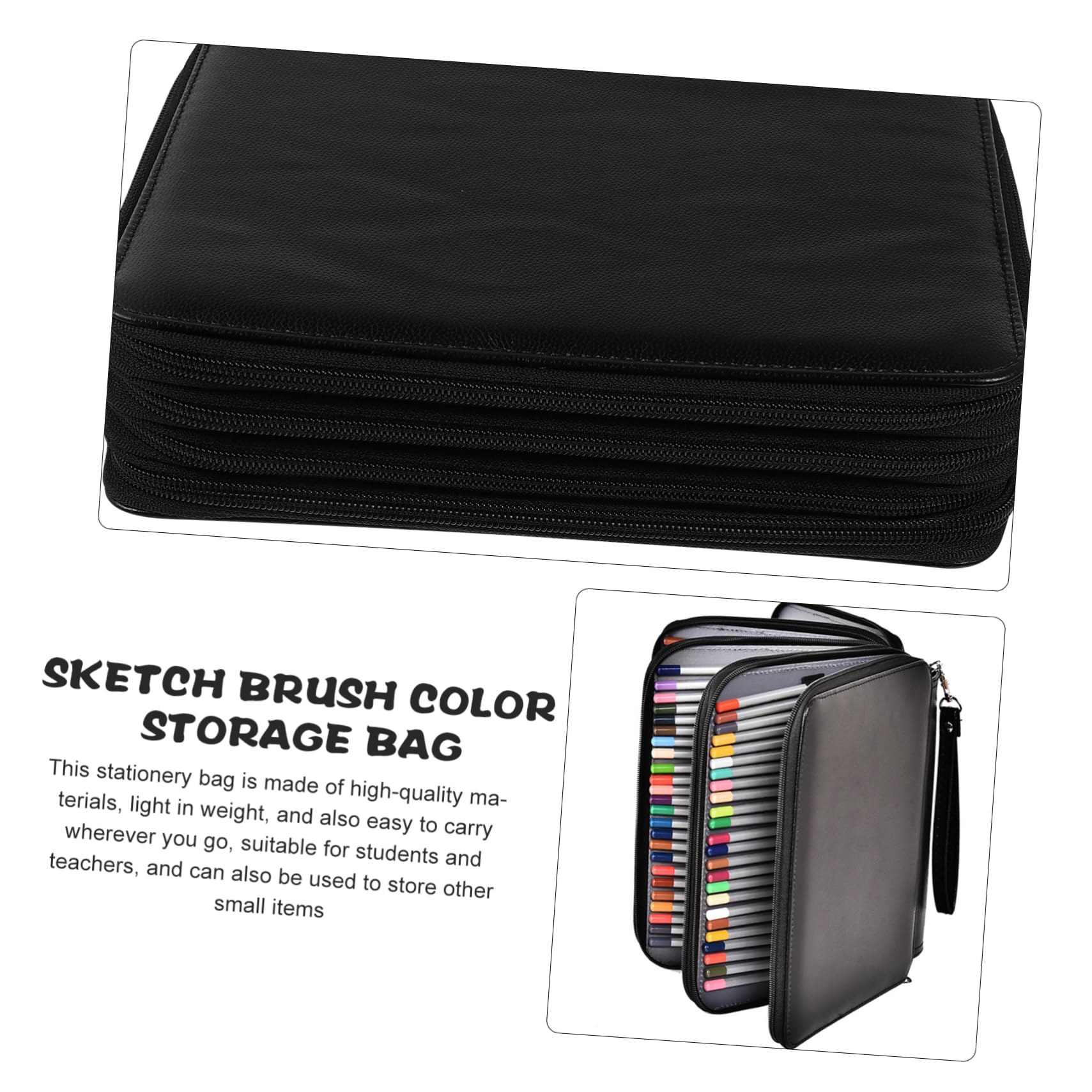 Borsa Nera con Capacità Astuccio per Colorazione Organizer per Studenti per Casa e Scuola