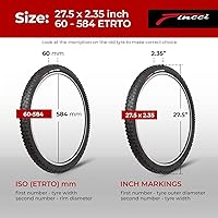Vista 2 de Fincci Neumático plegable de bicicleta de montaña de 27,5 x 2,35 60-584 30 TPI para bicicleta híbrida Enduro MTB