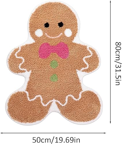 Miniatura 3 de Alfombra de baño de pan de jengibre, alfombra de Navidad, bonita alfombra de baño de jengibre, alfombra de baño de Navidad para decoración de baño